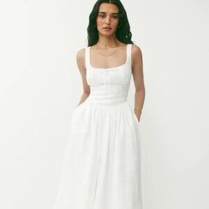 NEW Reformation Balia Linen Midi Dress in White | size 4